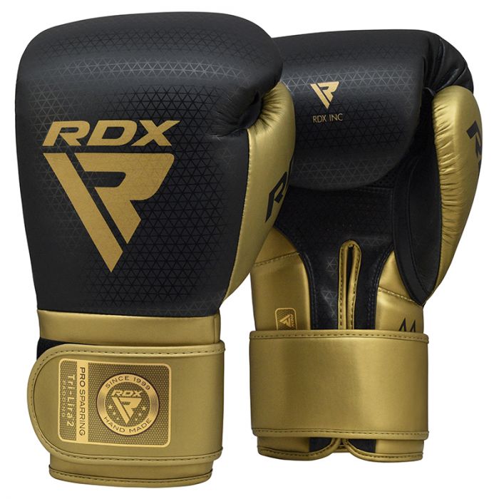 RDX L2 Mark Pro Sparring Boxing Gloves Hook & Loop Black/Golden 10oz / Gold
